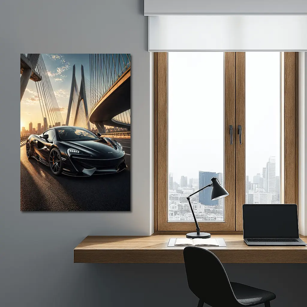 McLaren 570S Black On Sunset Bridge – Wall Art