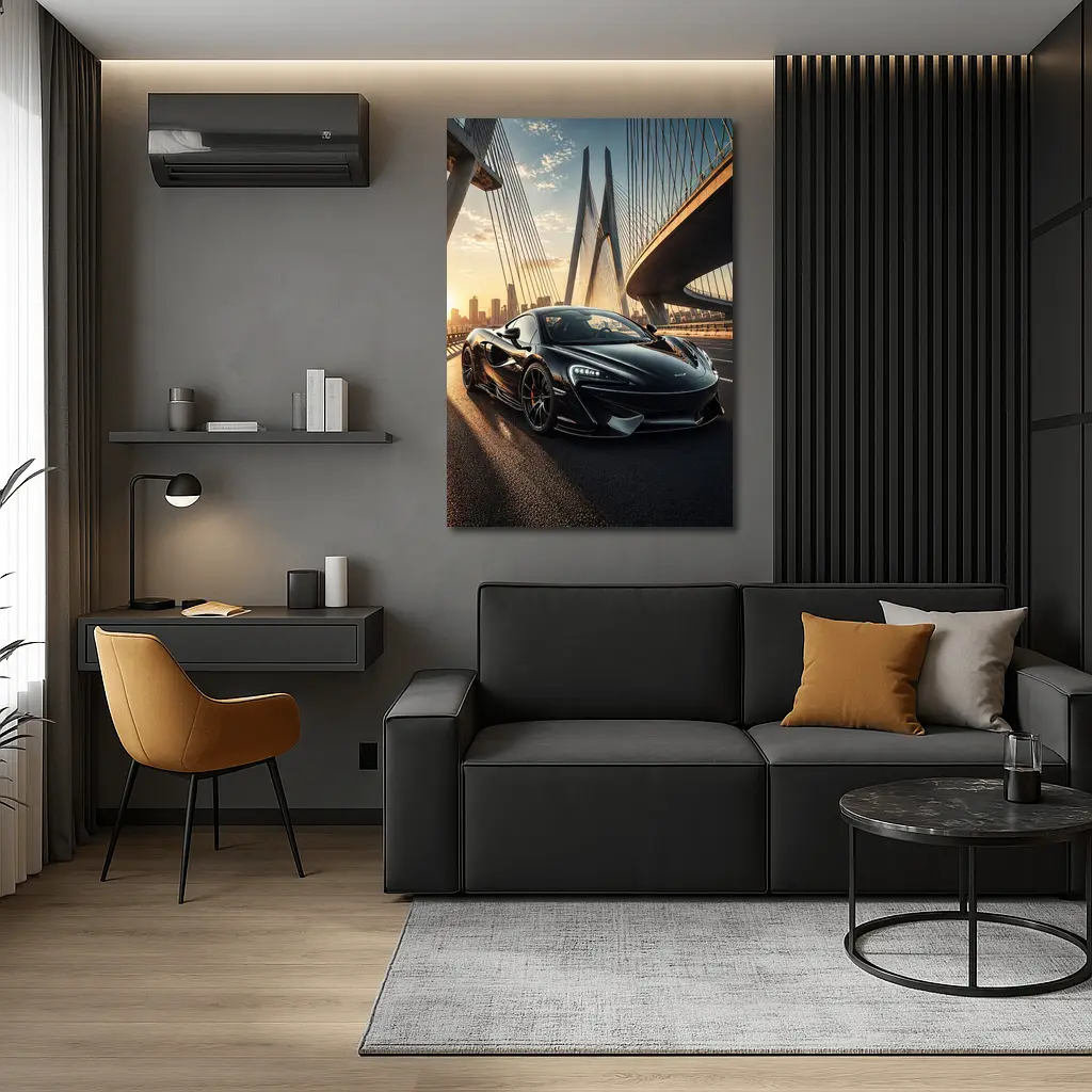 McLaren 570S Black On Sunset Bridge – Wall Art
