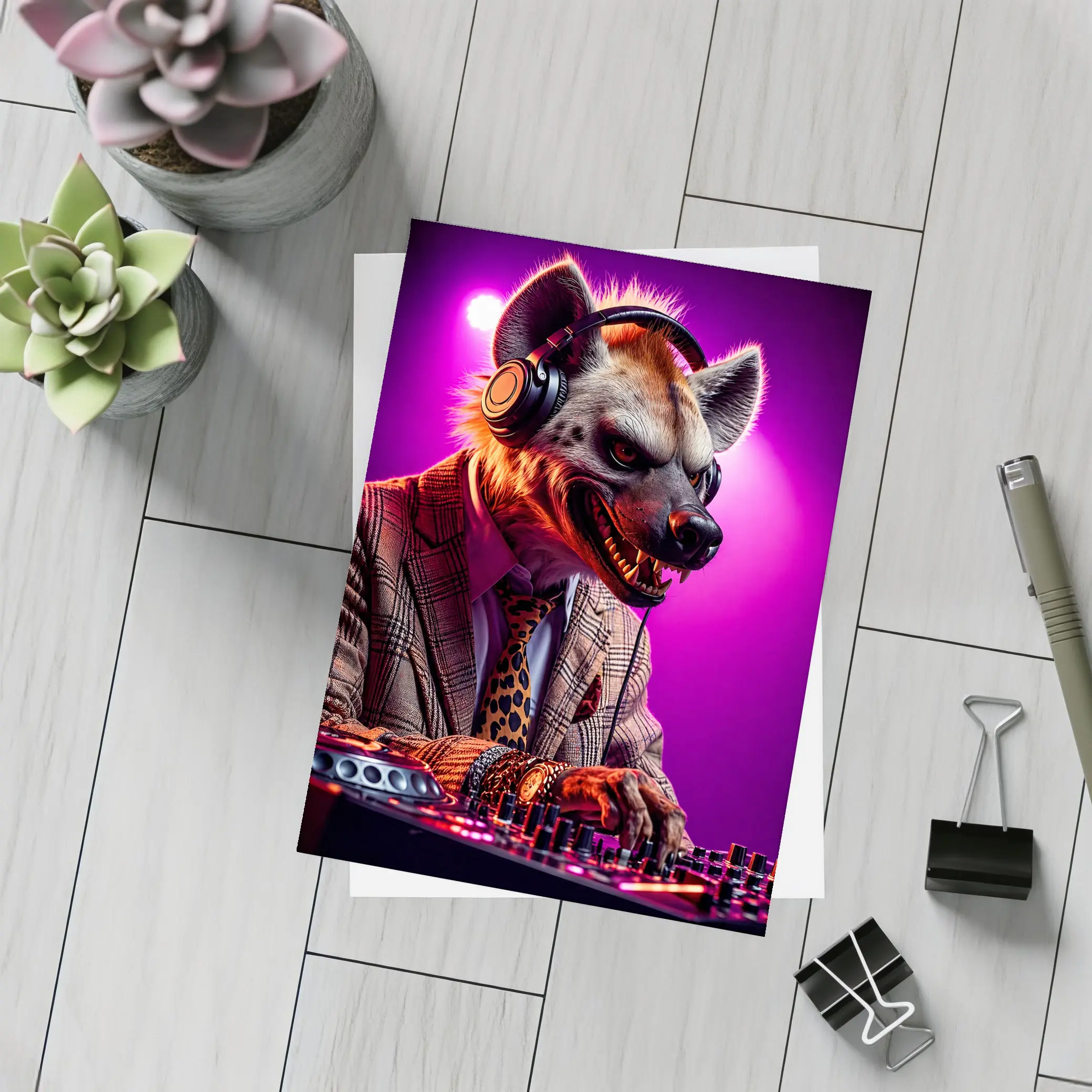 Hyena DJ Headphones Suit Purple Neon – Postcards