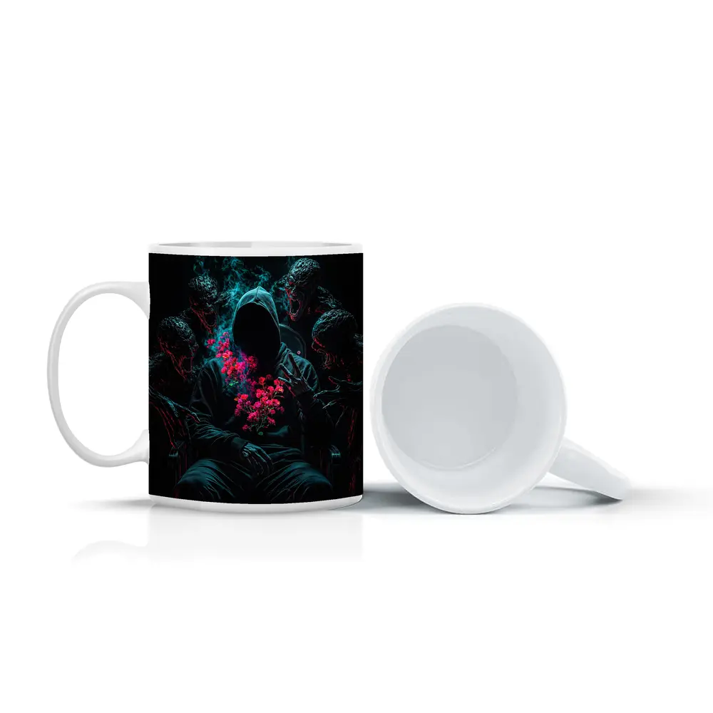 Hooded Figure Roses Dark Creatures Surreal – Mugs
