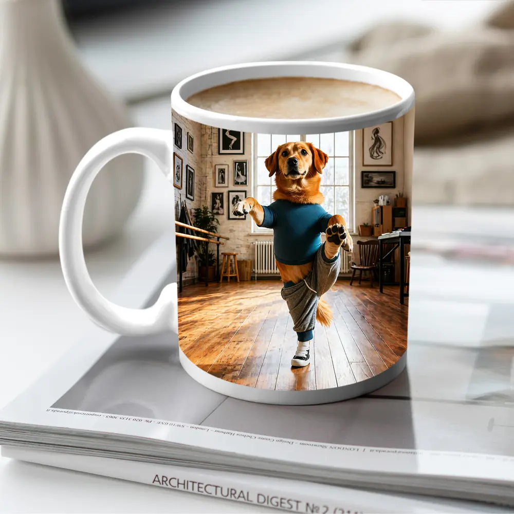 Golden Retriever Dancing In Dance Studio – Mugs