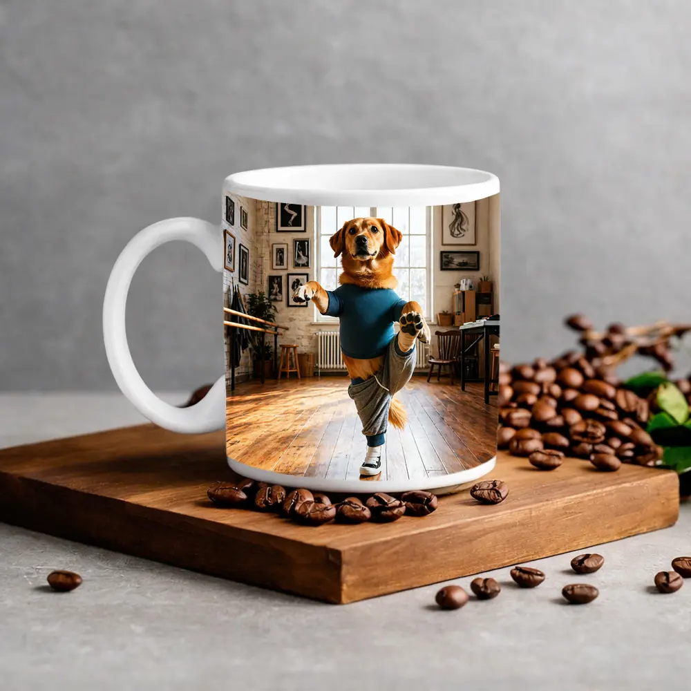 Golden Retriever Dancing In Dance Studio – Mugs