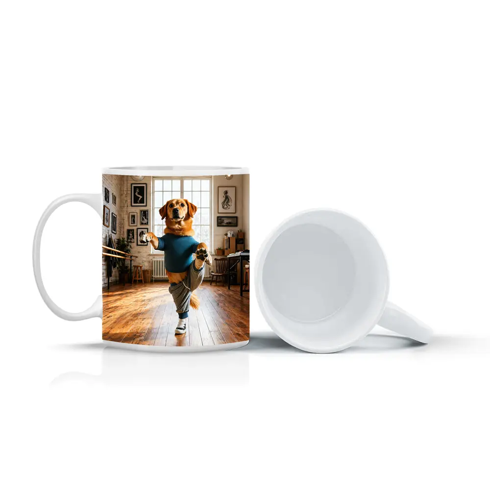 Golden Retriever Dancing In Dance Studio – Mugs