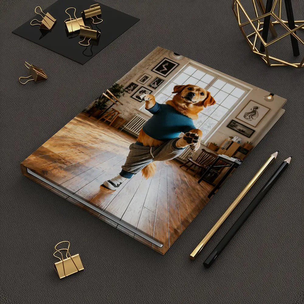 Golden Retriever Dancing In Dance Studio – Notebooks