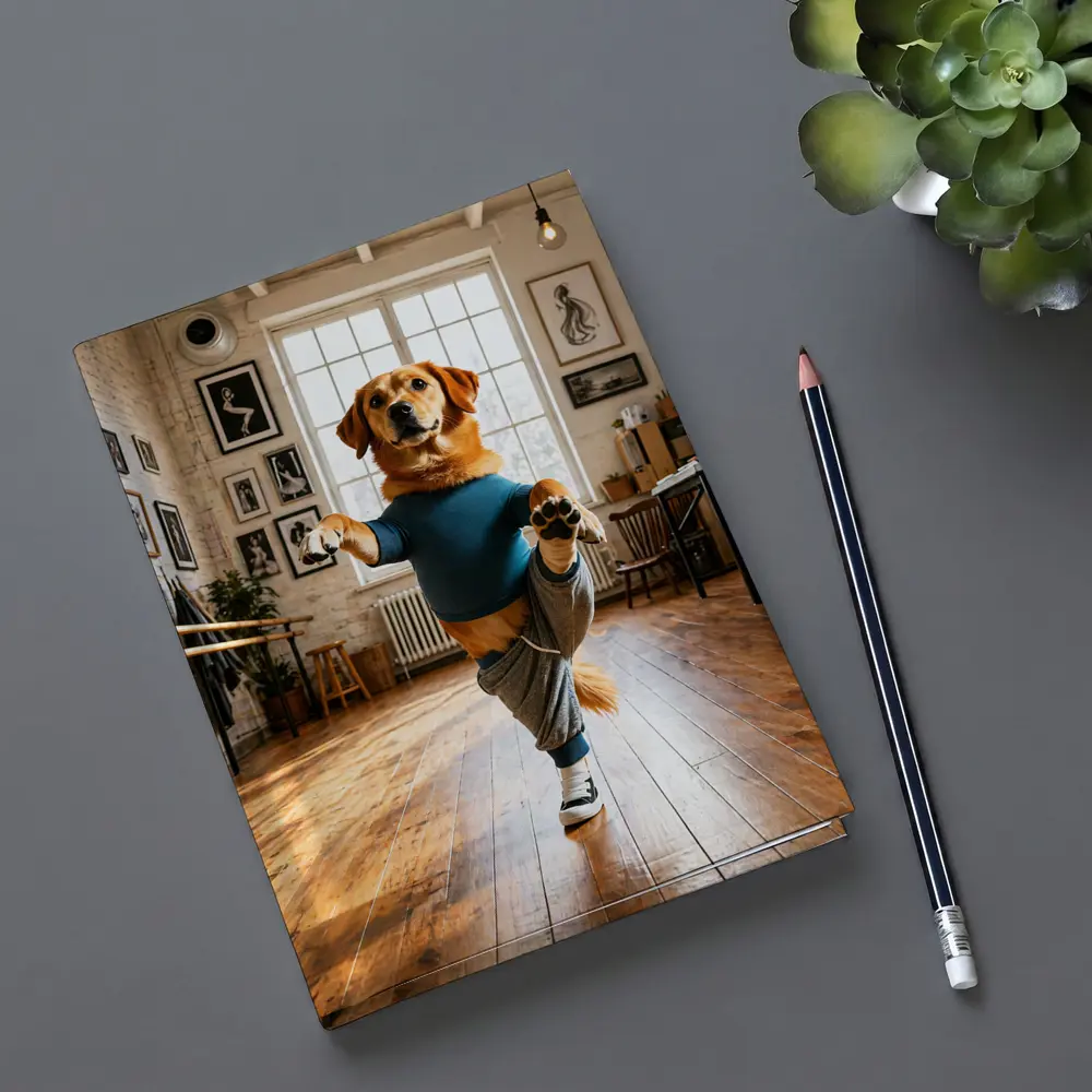 Golden Retriever Dancing In Dance Studio – Notebooks