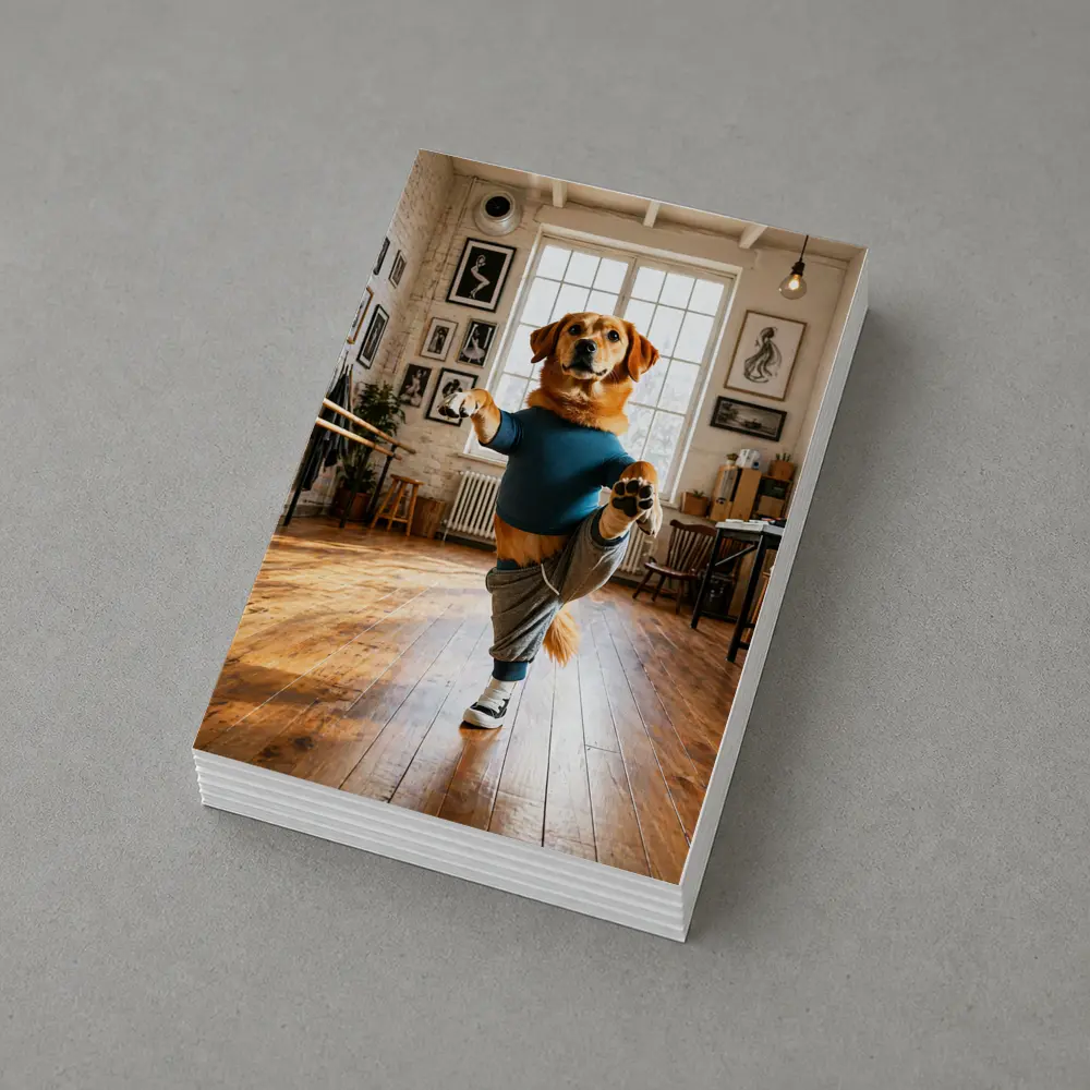 Golden Retriever Dancing In Dance Studio – Postcards