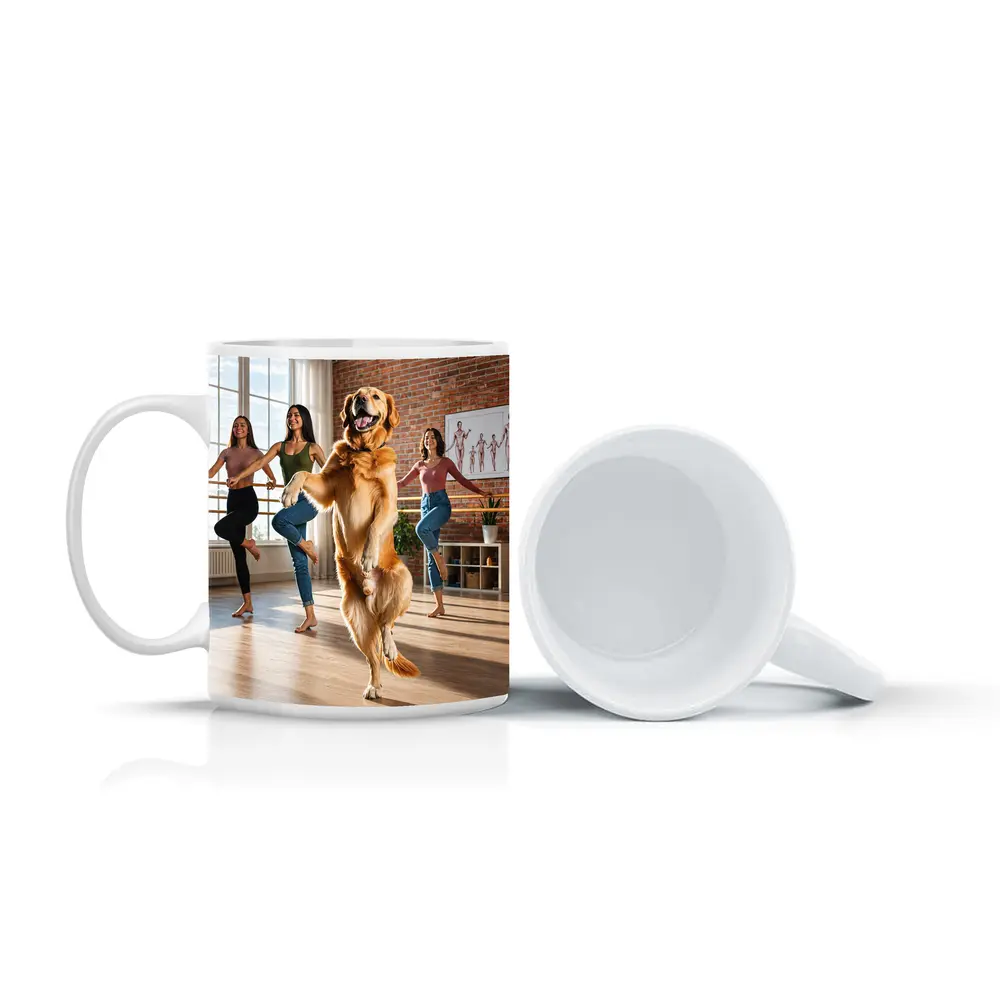 Golden Retriever Dancing With Women Dance Studio – Mugs