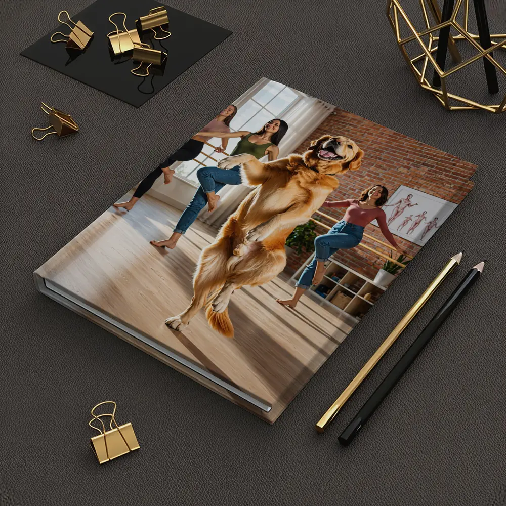 Golden Retriever Dancing With Women Dance Studio – Notebooks