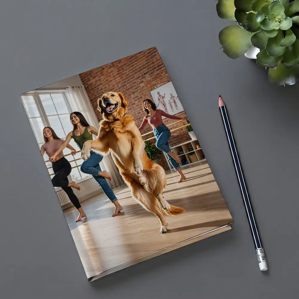 Golden Retriever Dancing With Women Dance Studio – Notebooks