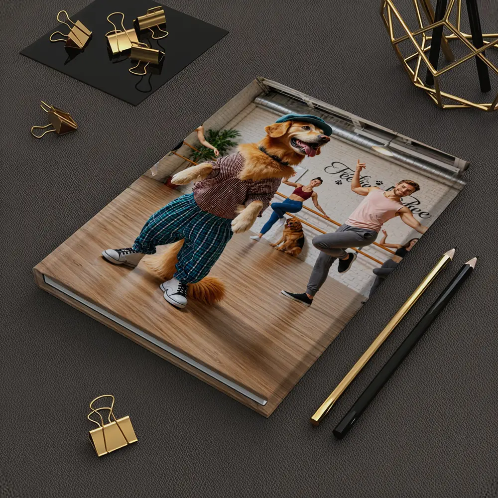 Golden Retriever Dancing in Dance Studio – Notebooks