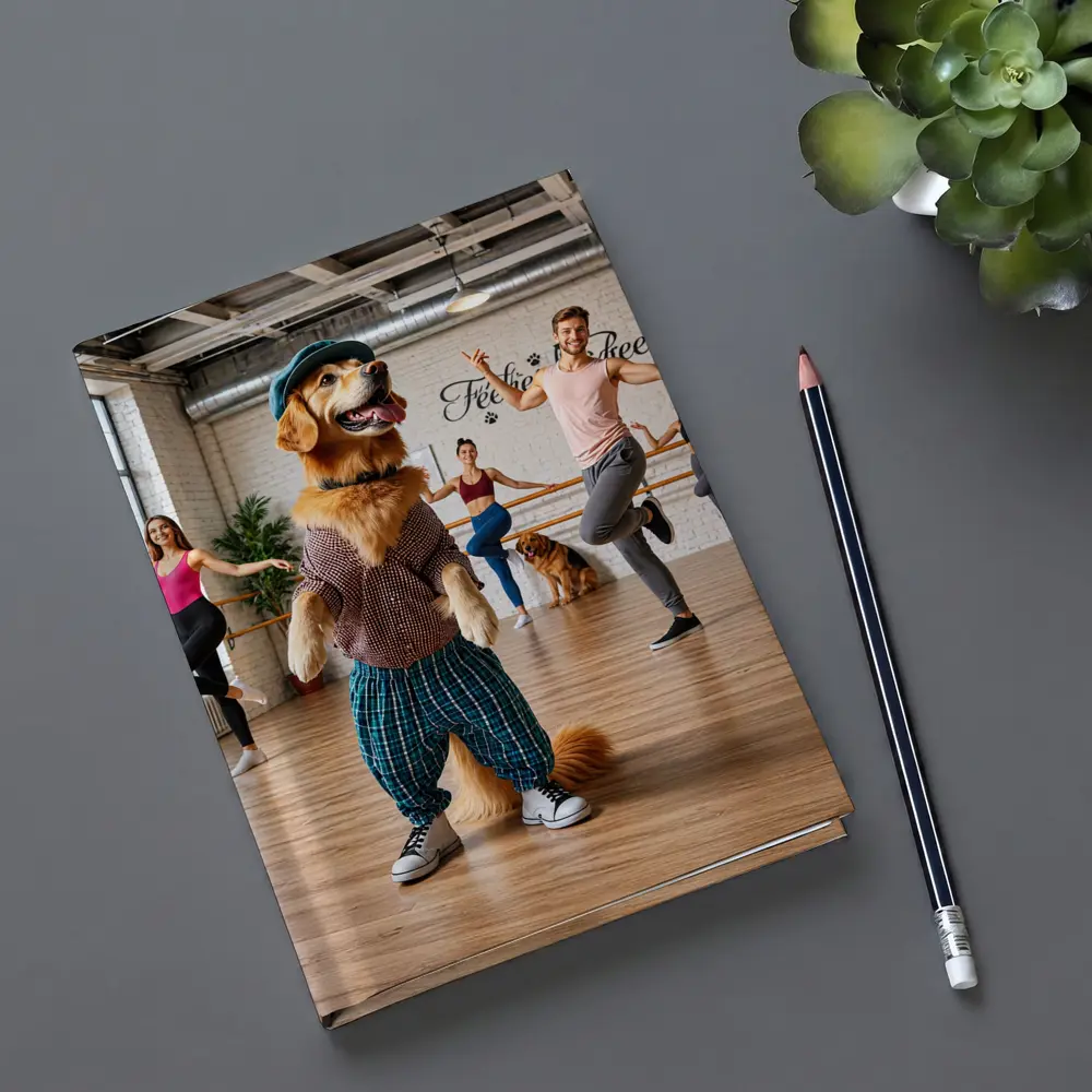Golden Retriever Dancing in Dance Studio – Notebooks