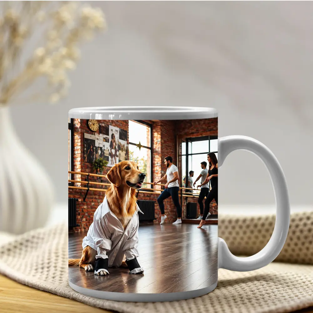 Golden Retriever Dog in Dance Studio – Mugs