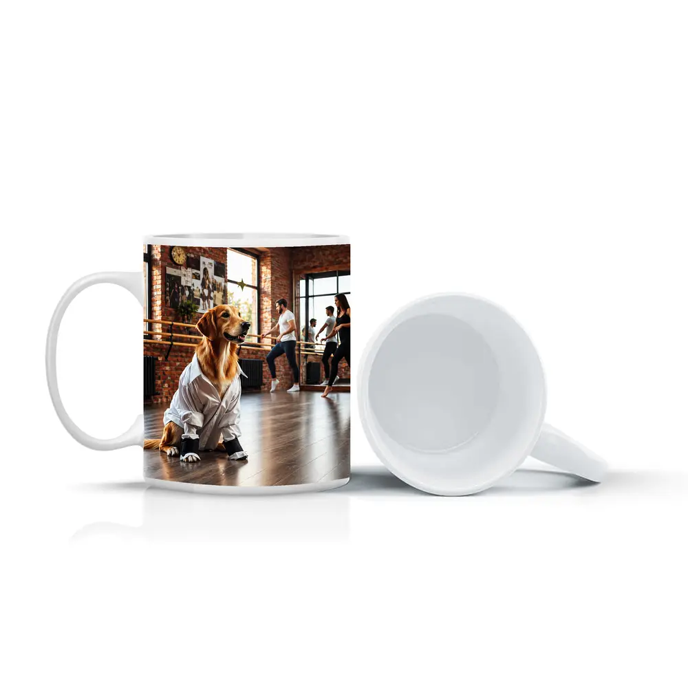 Golden Retriever Dog in Dance Studio – Mugs