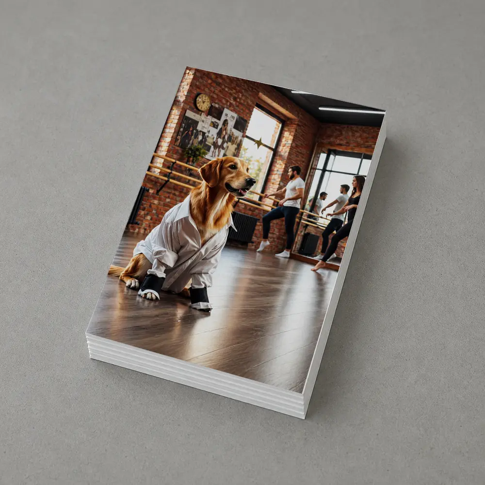 Golden Retriever Dog in Dance Studio – Postcards