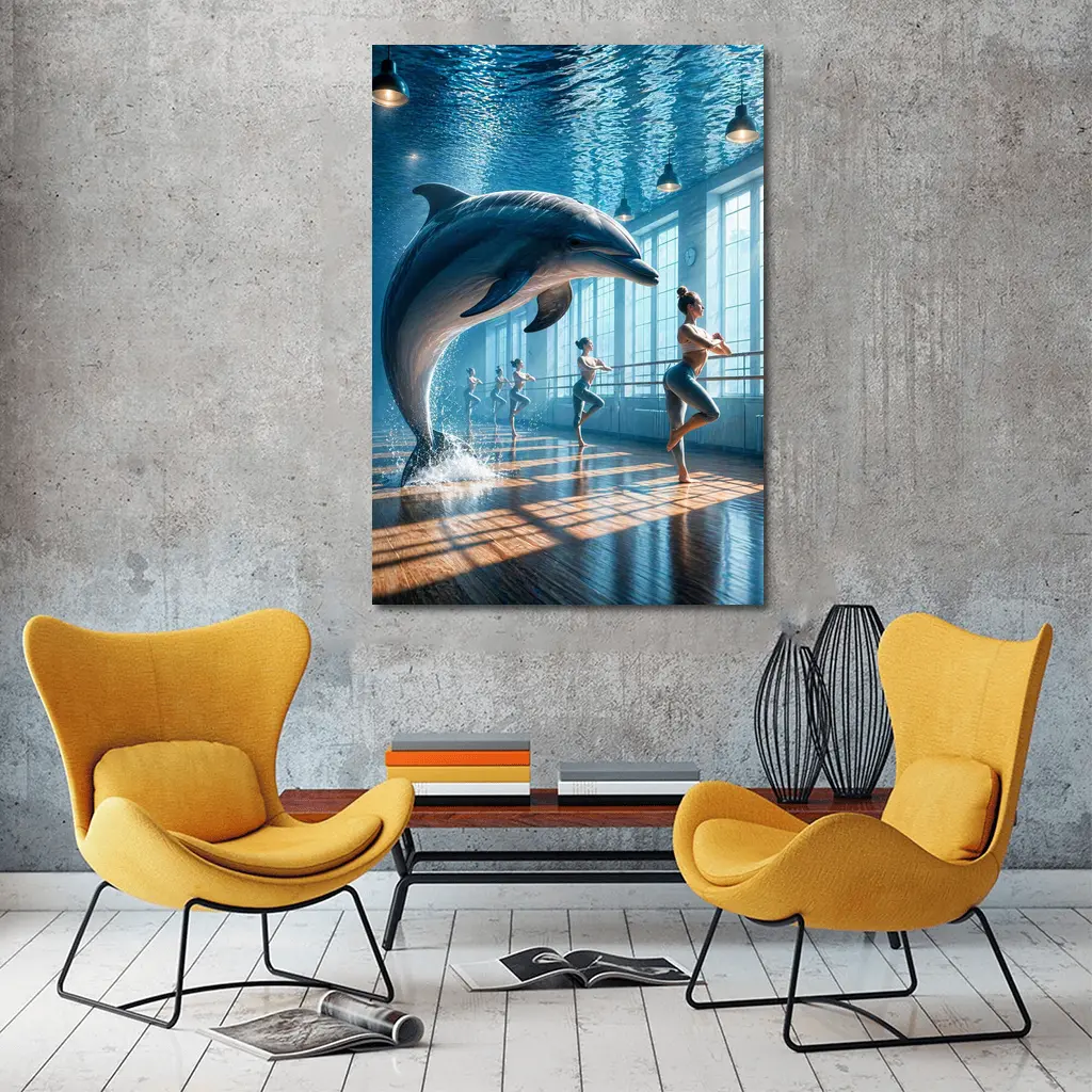 Dolphin Leaping In Ballet Dance Studio – Wall Art