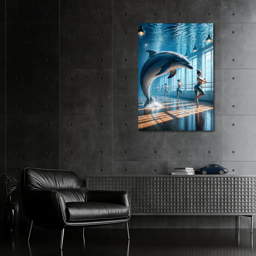 Dolphin Leaping In Ballet Dance Studio – Wall Art