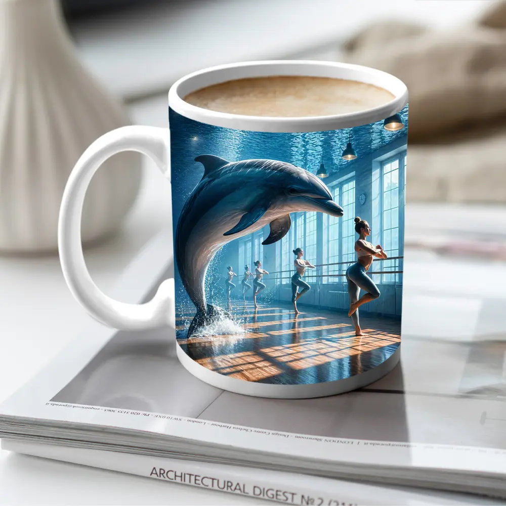 Dolphin Leaping In Ballet Dance Studio – Mugs