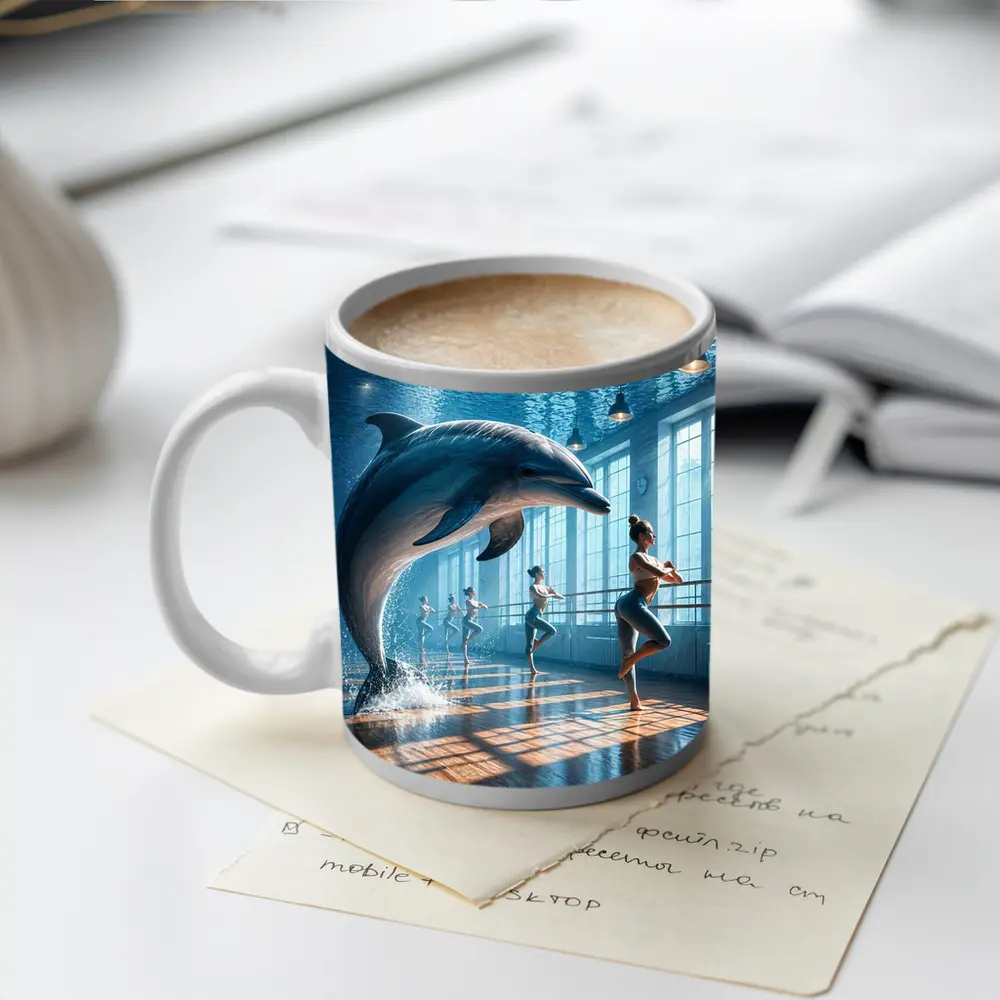 Dolphin Leaping In Ballet Dance Studio – Mugs