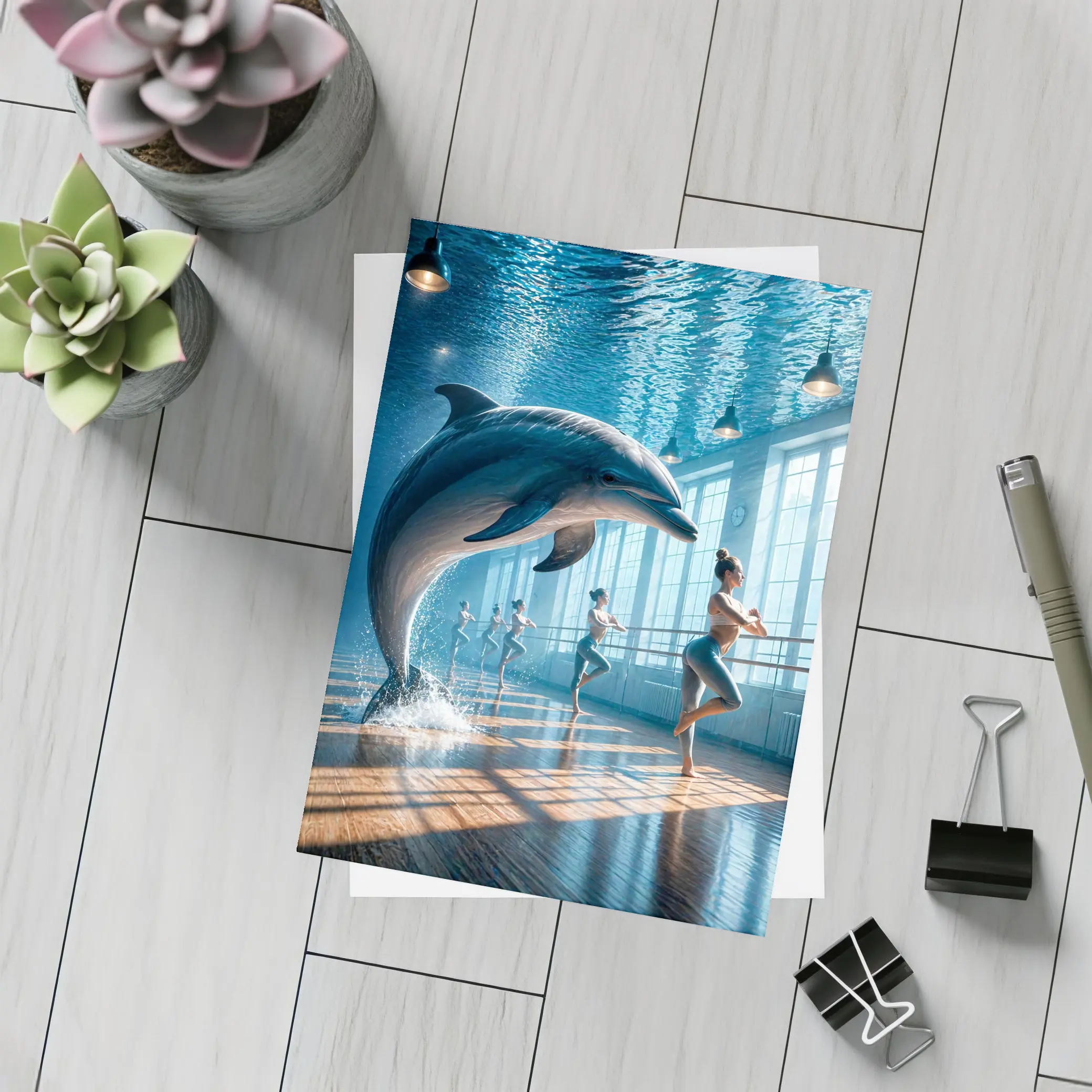 Dolphin Leaping In Ballet Dance Studio – Postcards
