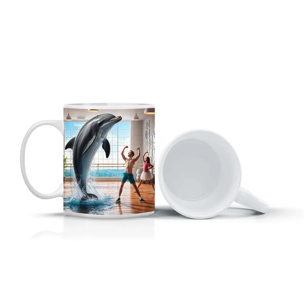 Dolphin Dancing With People In Studio – Mugs