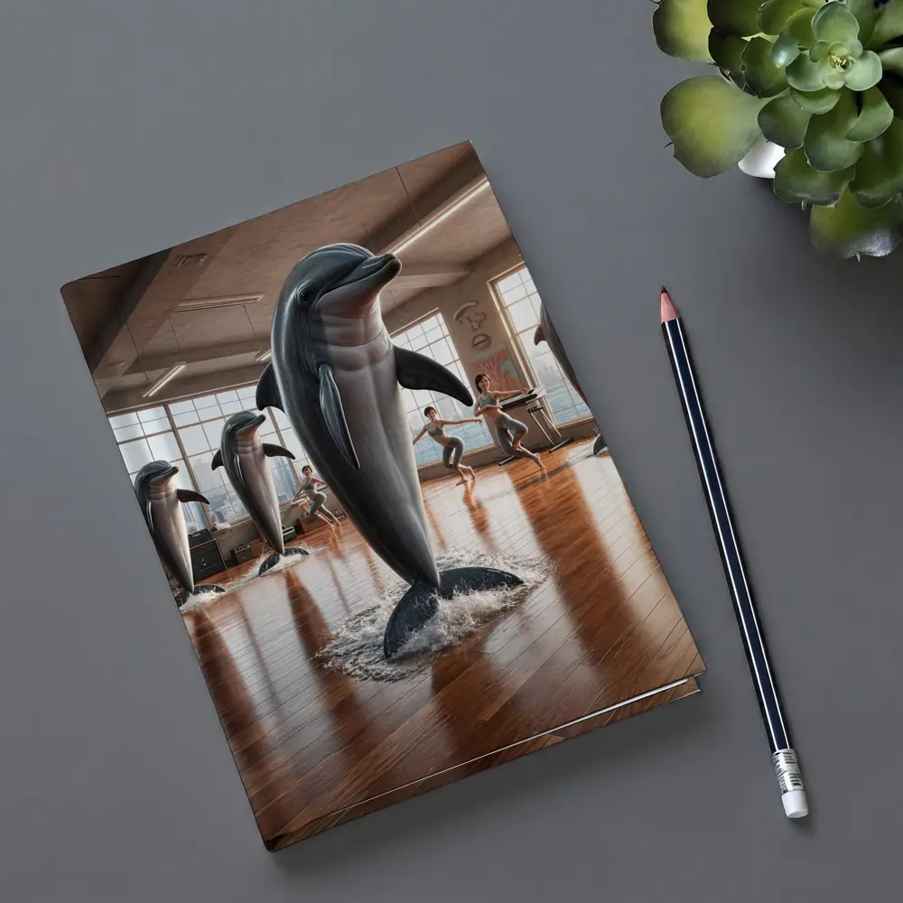 Dolphins Leaping Inside Urban Fitness Studio – Notebooks
