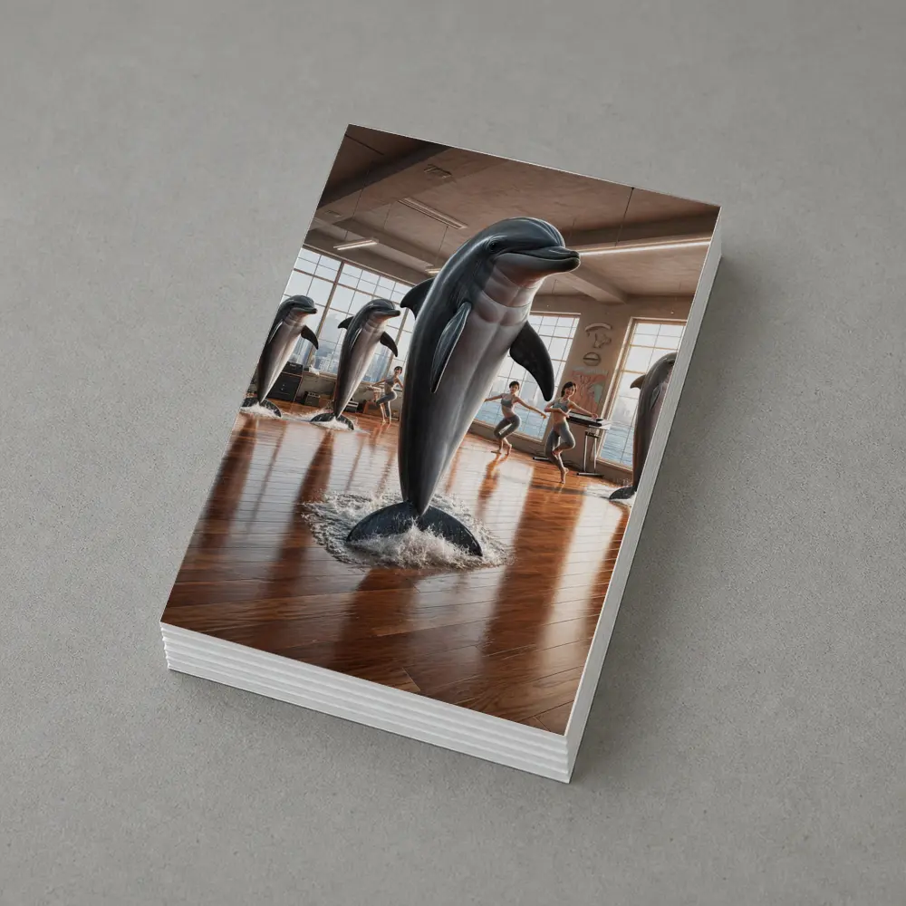 Dolphins Leaping Inside Urban Fitness Studio – Postcards