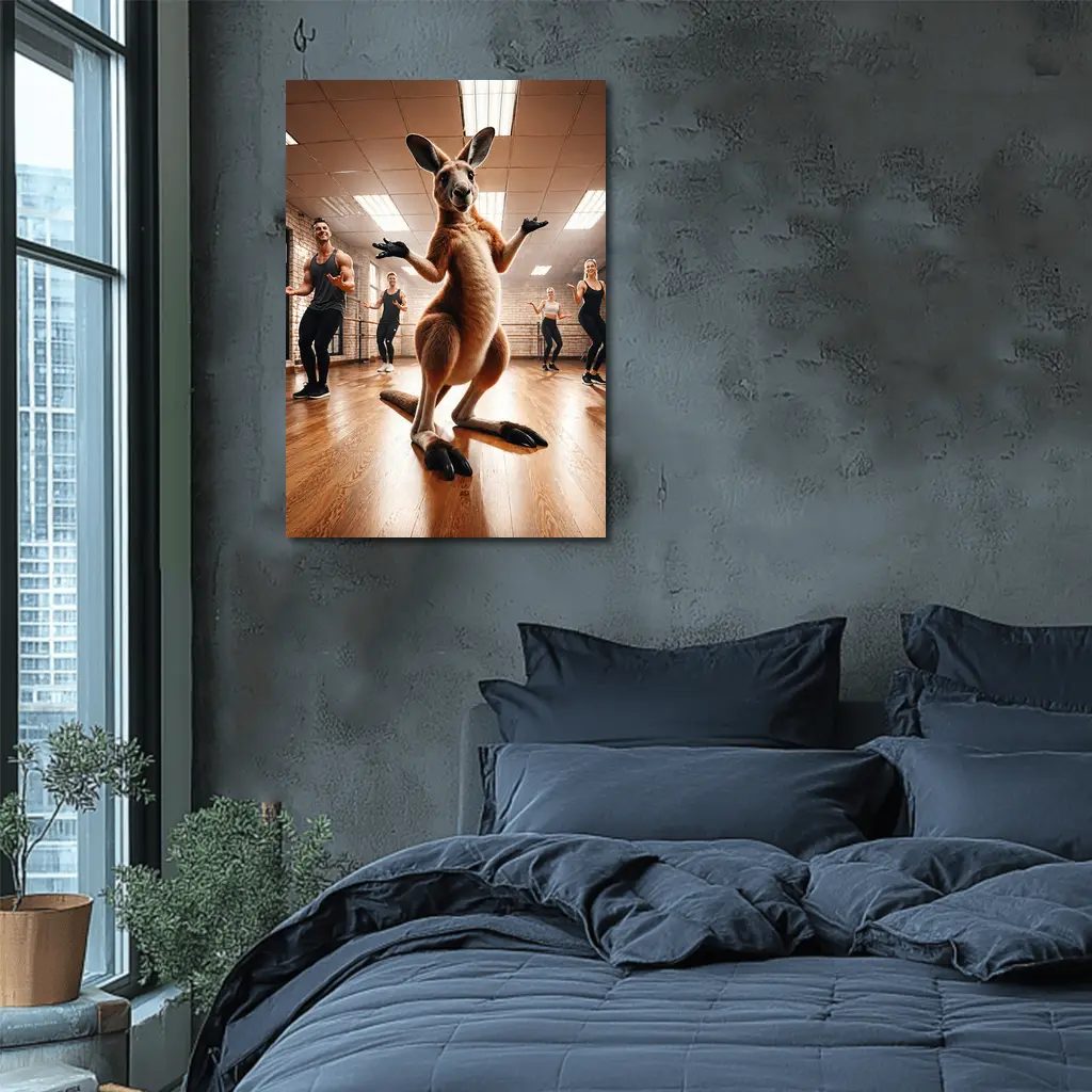 Kangaroo Dancing With People In Studio – Wall Art