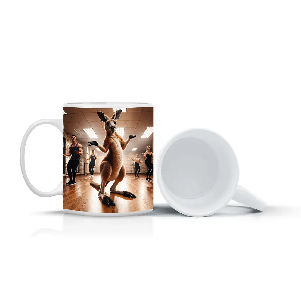 Kangaroo Dancing With People In Studio – Mugs