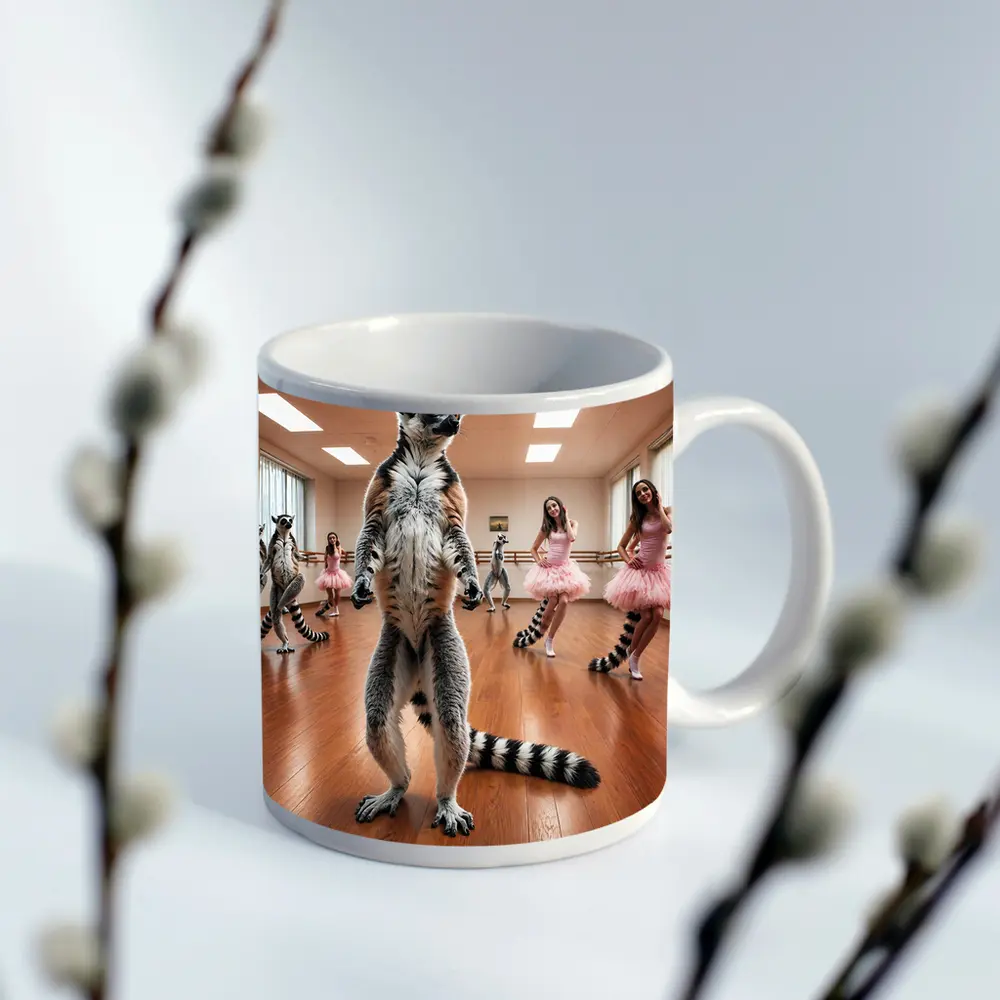 Ring Tailed Lemur Dancing Ballet Studio – Mugs