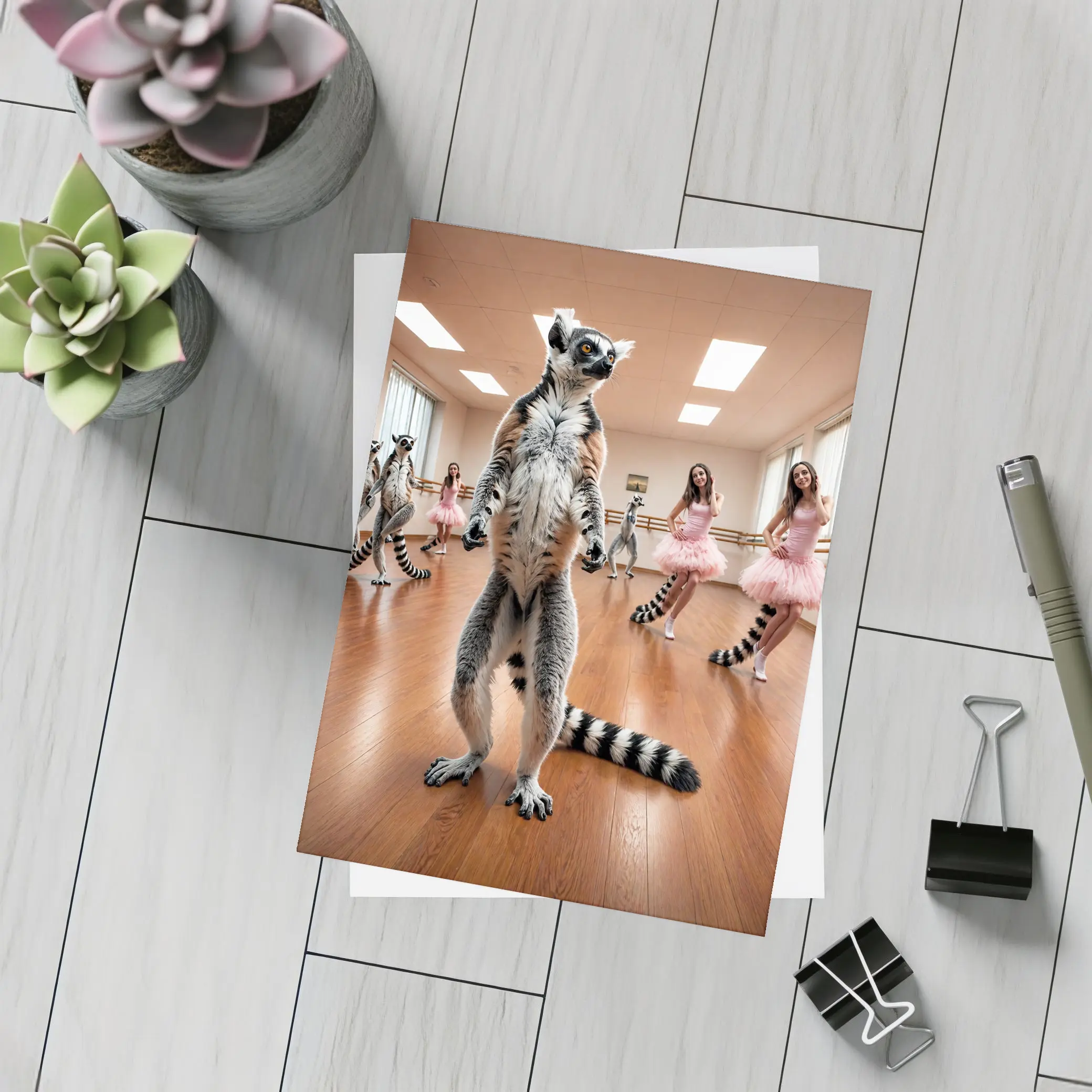 Ring Tailed Lemur Dancing Ballet Studio – Postcards