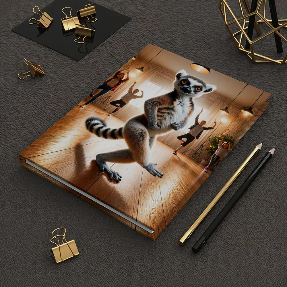 Ring Tailed Lemur Dancing In Yoga Studio – Notebooks