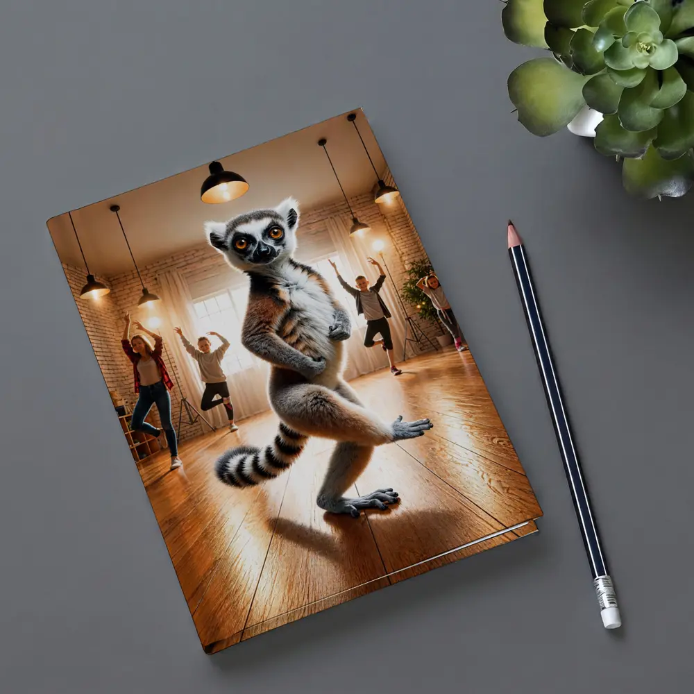 Ring Tailed Lemur Dancing In Yoga Studio – Notebooks