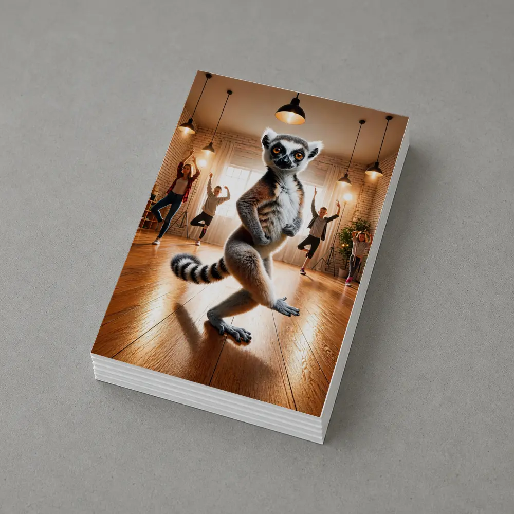 Ring Tailed Lemur Dancing In Yoga Studio – Postcards