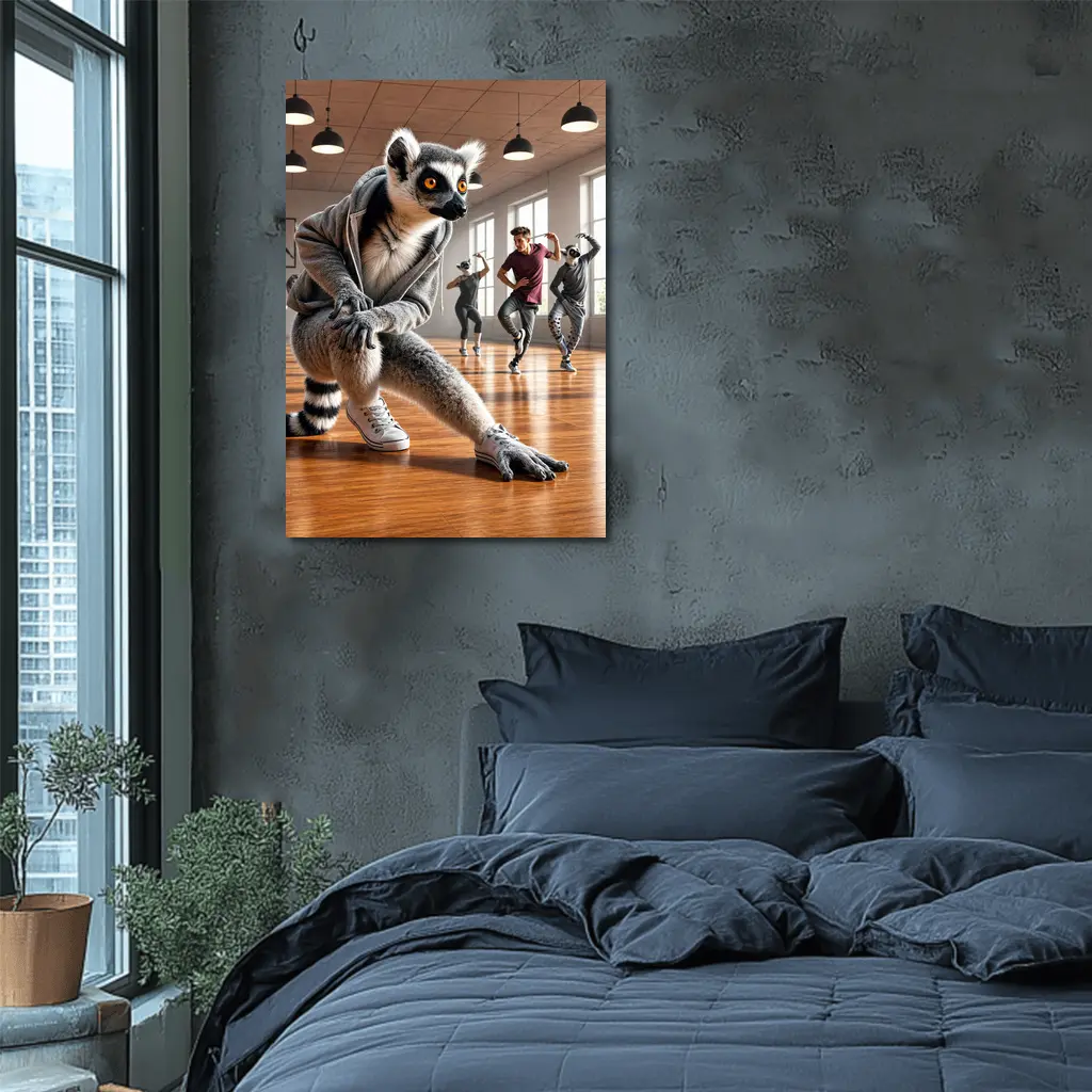Ring Tailed Lemur Dancing in Dance Studio – Wall Art