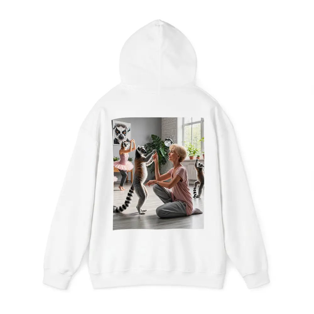 Ring Tailed Lemurs Dancing With Woman Indoors – Hoodies
