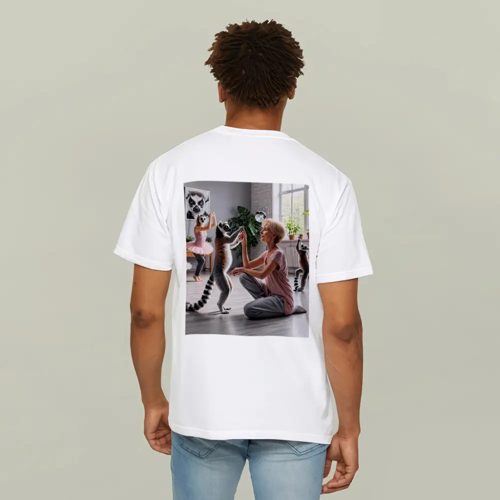 Ring Tailed Lemurs Dancing With Woman Indoors – T-Shirts