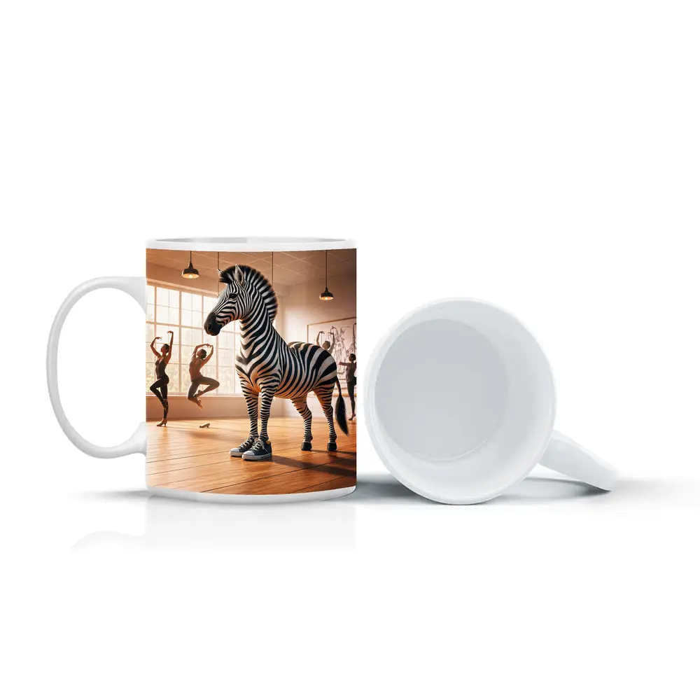 Zebra Wearing Sneakers in Dance Studio – Mugs