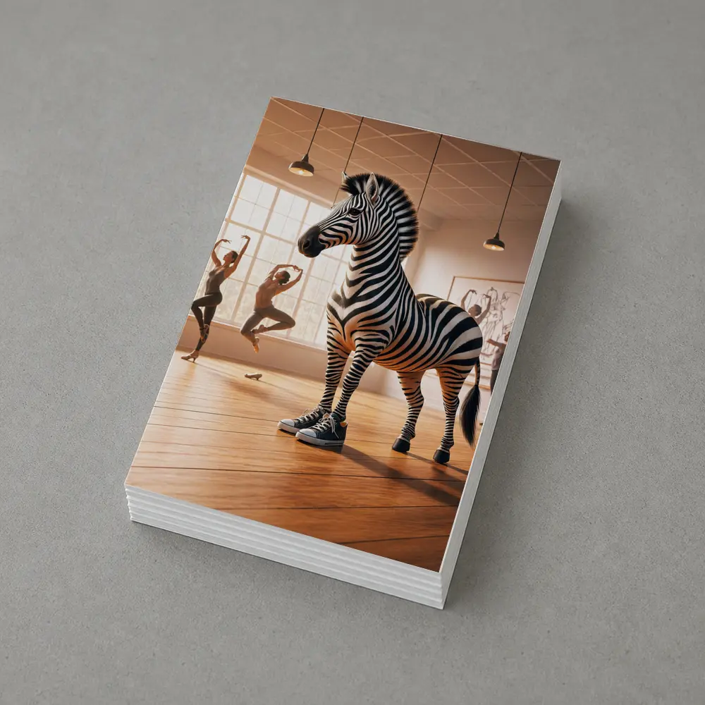 Zebra Wearing Sneakers in Dance Studio – Postcards