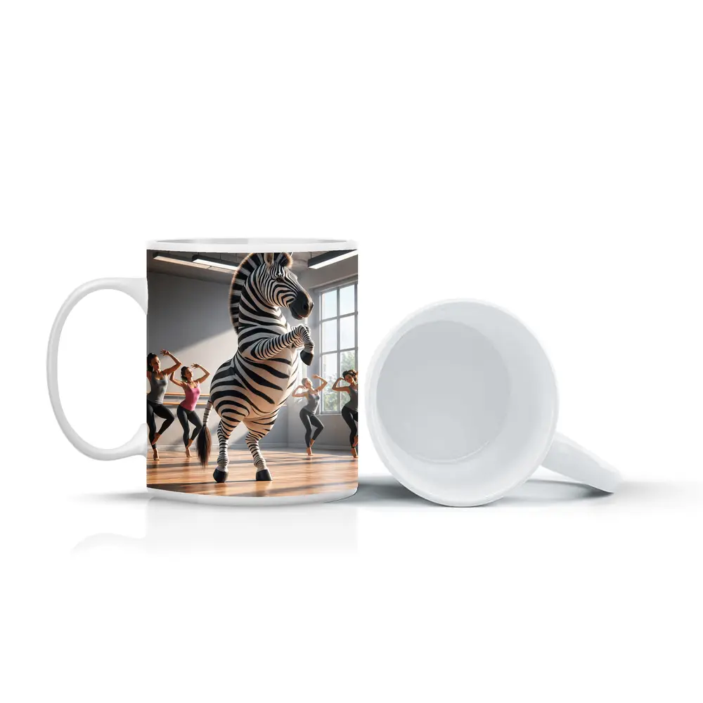 Zebra Dancing With Women In Studio – Mugs