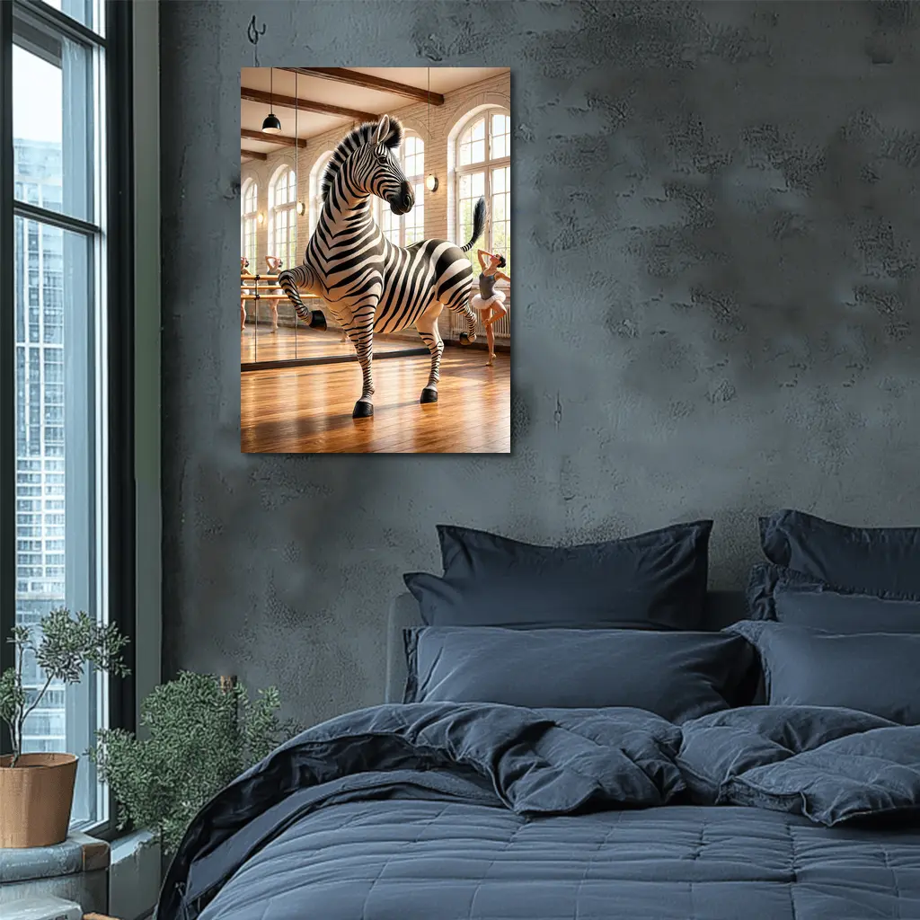 Zebra Dancing in Ballet Studio – Wall Art