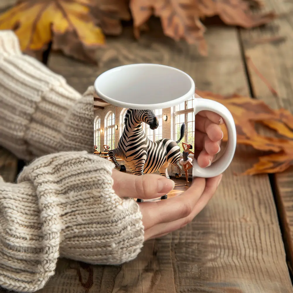 Zebra Dancing in Ballet Studio – Mugs