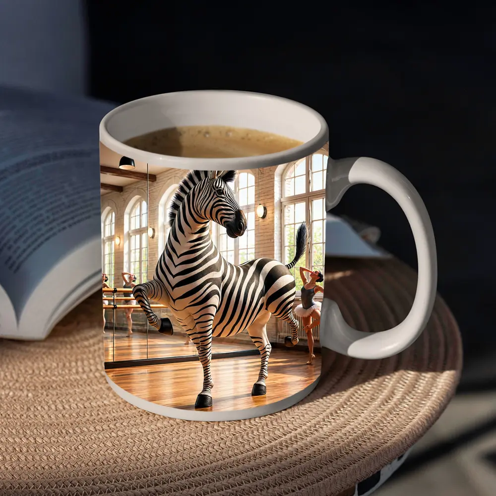 Zebra Dancing in Ballet Studio – Mugs