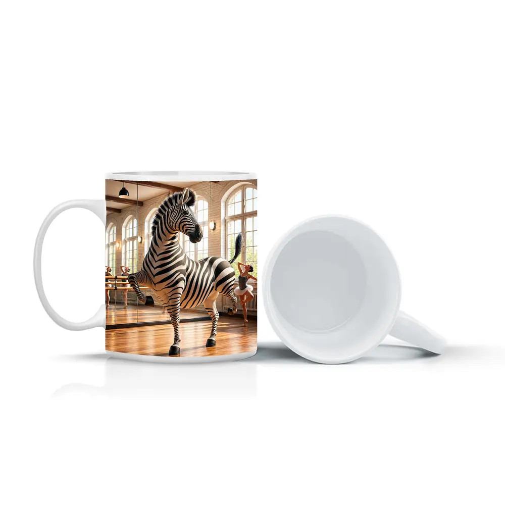 Zebra Dancing in Ballet Studio – Mugs