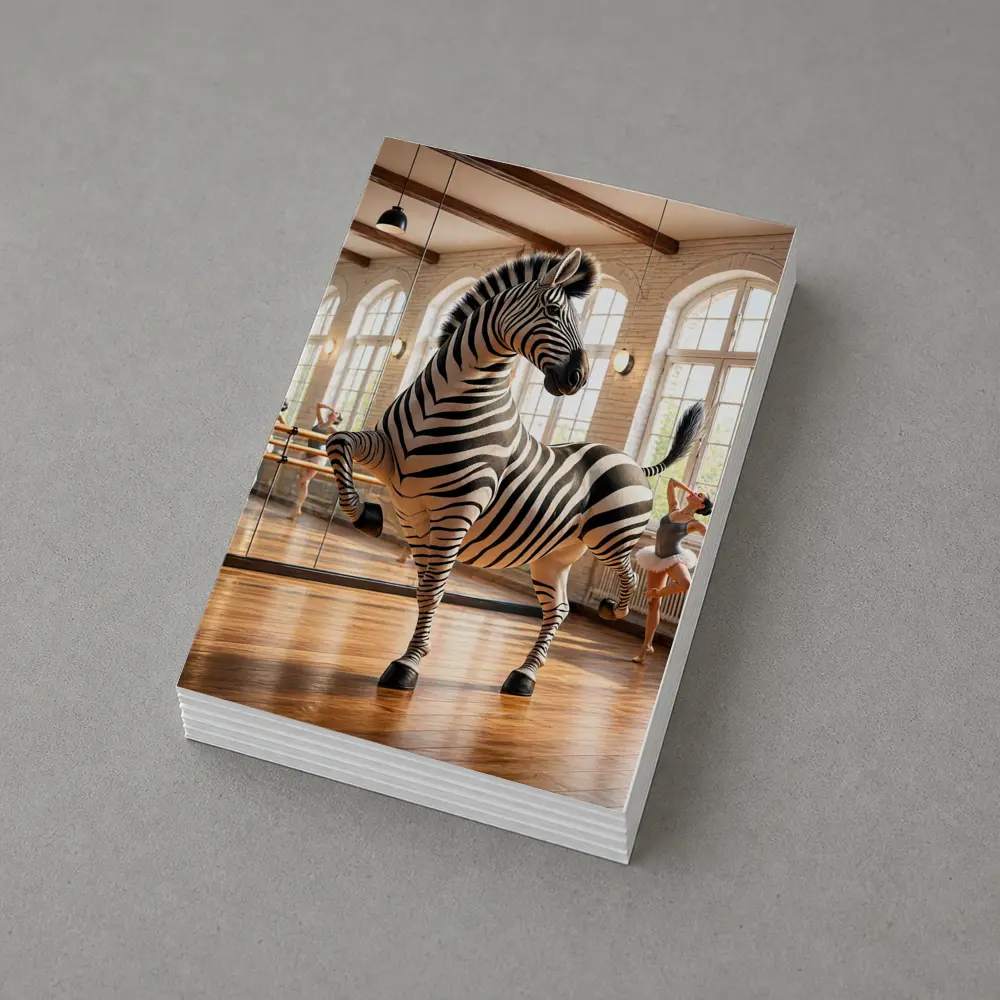 Zebra Dancing in Ballet Studio – Postcards