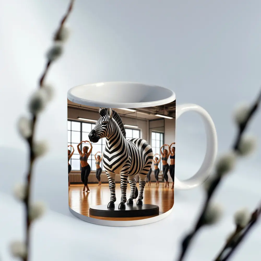 Zebra Sculpture Inside Dance Fitness Studio – Mugs