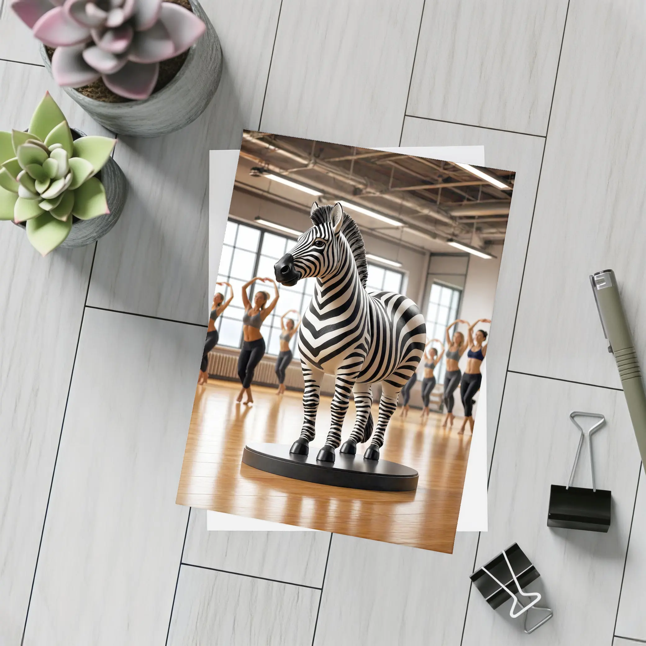 Zebra Sculpture Inside Dance Fitness Studio – Postcards