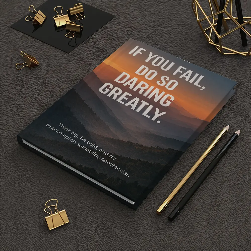 Mindset Fail Daring Greatly Mountain Sunset Quote – Notebooks