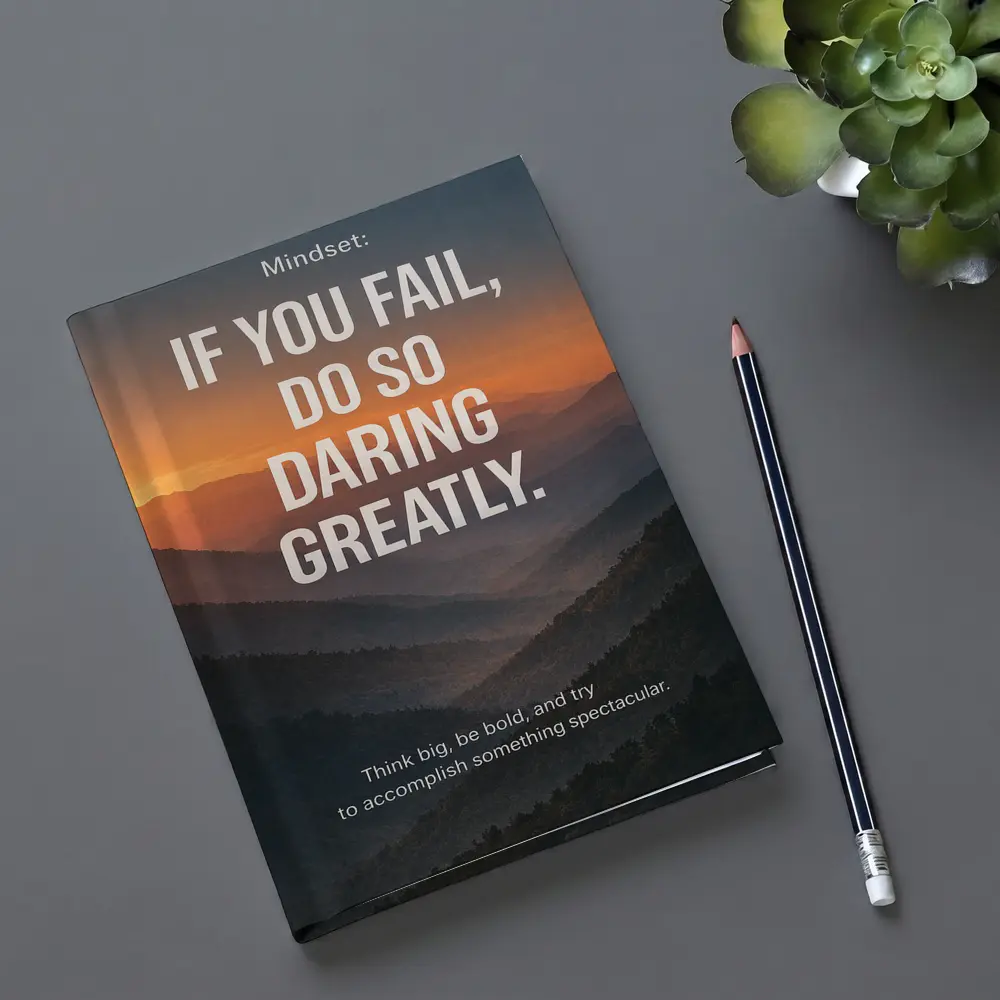 Mindset Fail Daring Greatly Mountain Sunset Quote – Notebooks