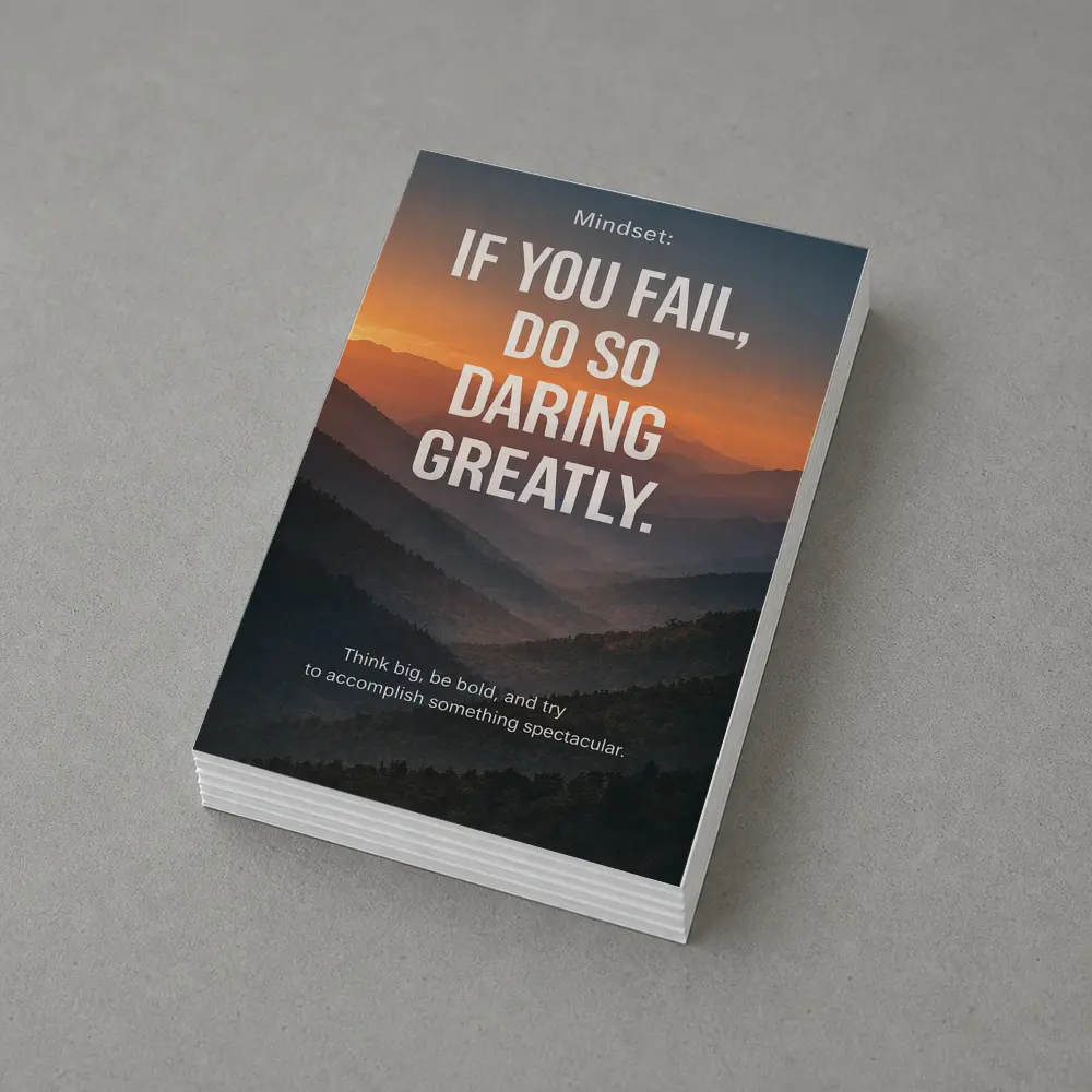 Mindset Fail Daring Greatly Mountain Sunset Quote – Postcards