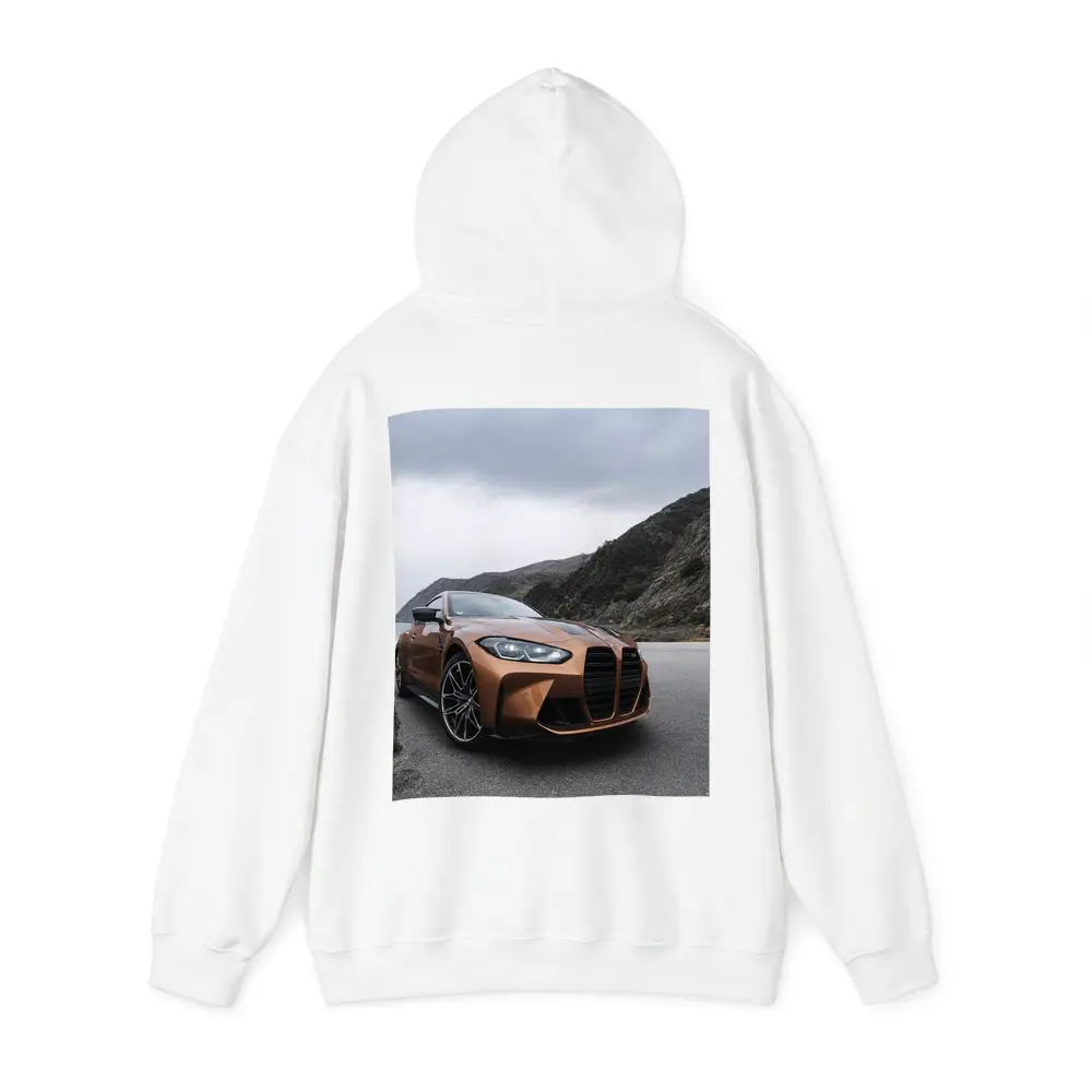 BMW M4 Copper Coastal Road Overcast Sky – Hoodies
